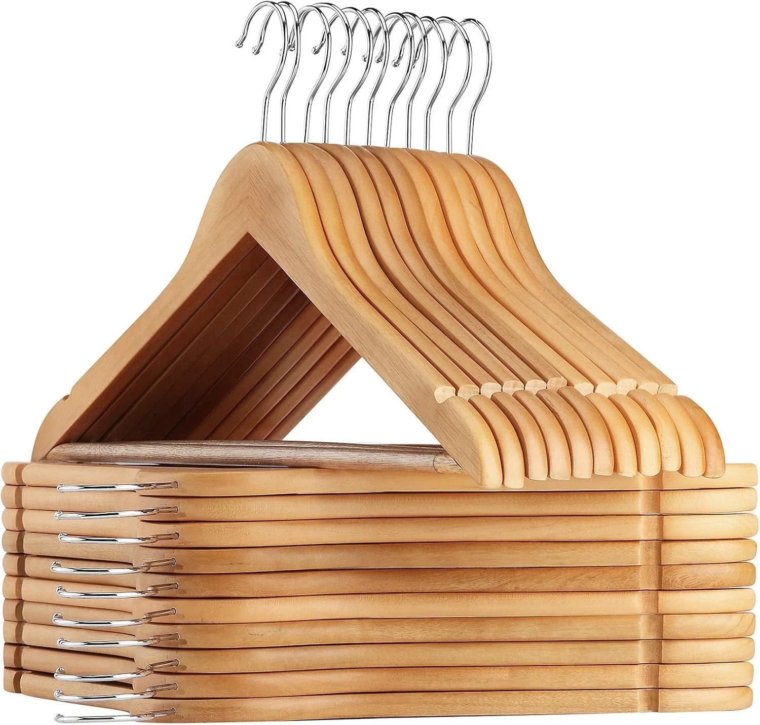 Premium Wooden Hangers 20 Pack Wood Suit Hangers Non Slip Wooden Coat Hangers