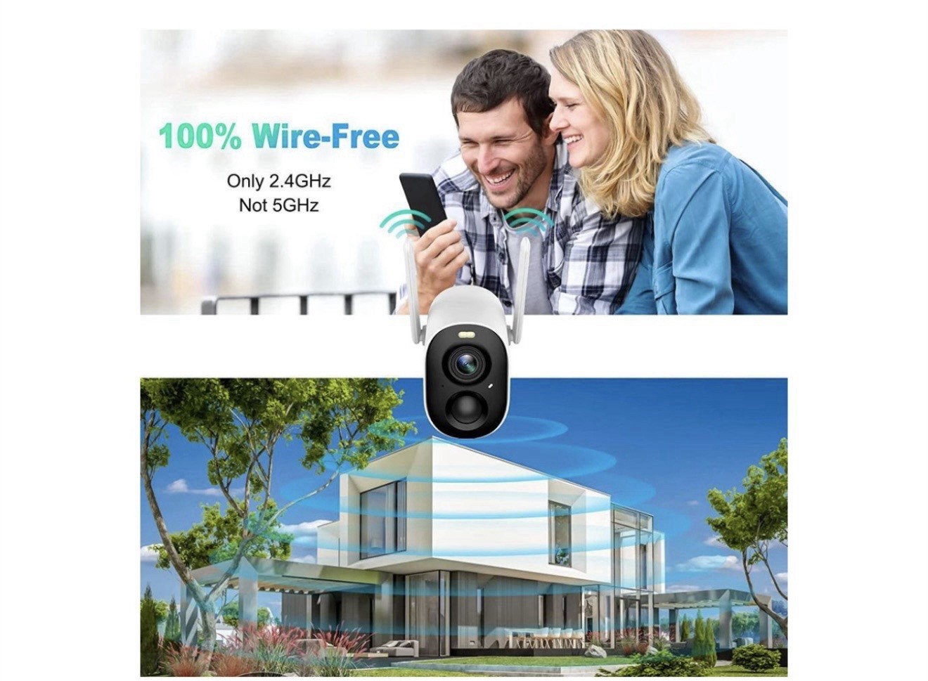 New KITONE Wireless Outdoor Security Camera Dual Spotlights