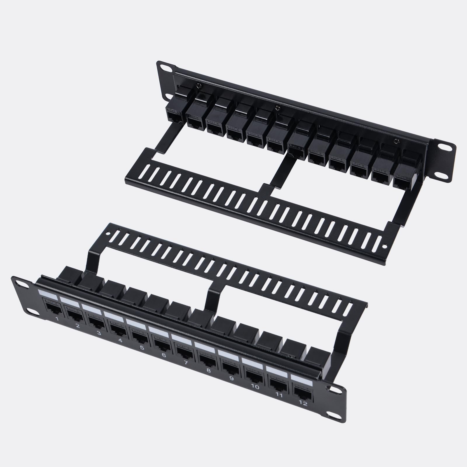 12Port Cat6 Patch Panel 1U Rack Mount Keystone Coupler DeskPi RackMate 10 In