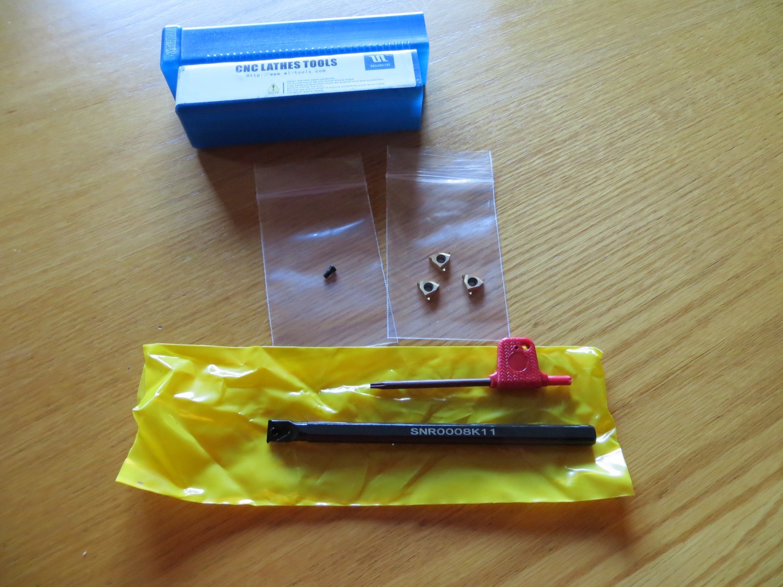 Small Internal Threading Tool, Boring Tool, with 3 Carbide 11 IR A 60 inserts