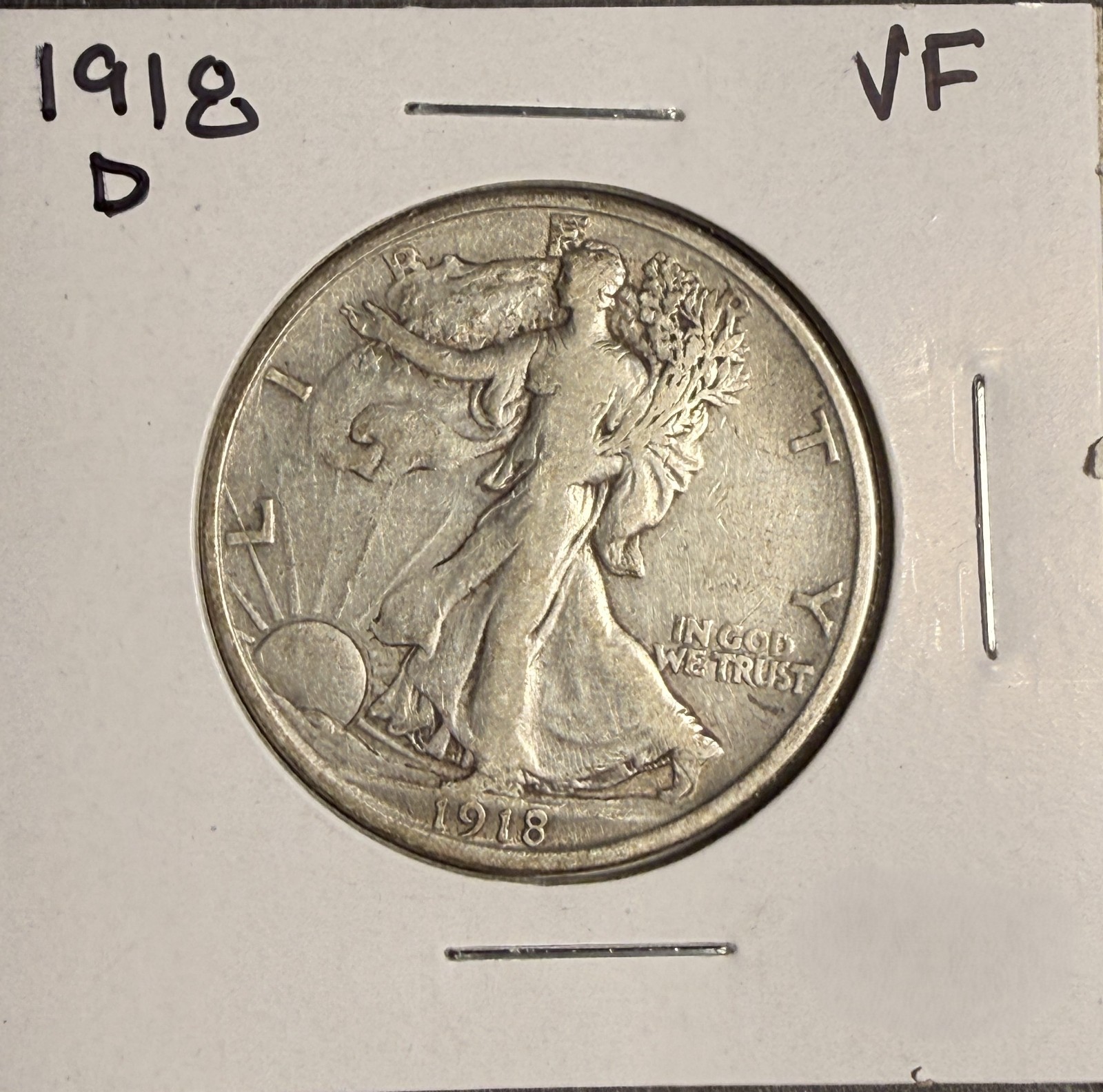 1918-D Walking Liberty Half Dollar, VF (19070)
