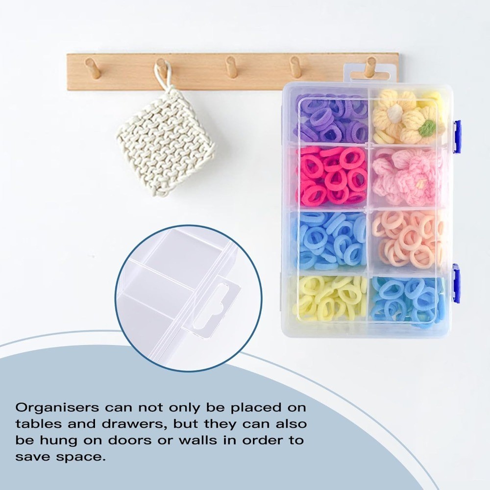 Clear Plastic Storage Box 8 Grids with Adjustable Dividers Stackable 8