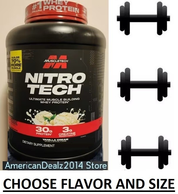 NEW MuscleTech Nitro Tech Whey Protein Milk Chocolate, Strawberry, Vanilla Cream