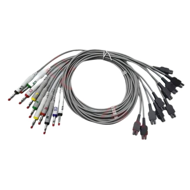 10-Lead Twin Pin EKG Leadwire Cable Compatible with GE Marquette CAM 14 MAC 5500