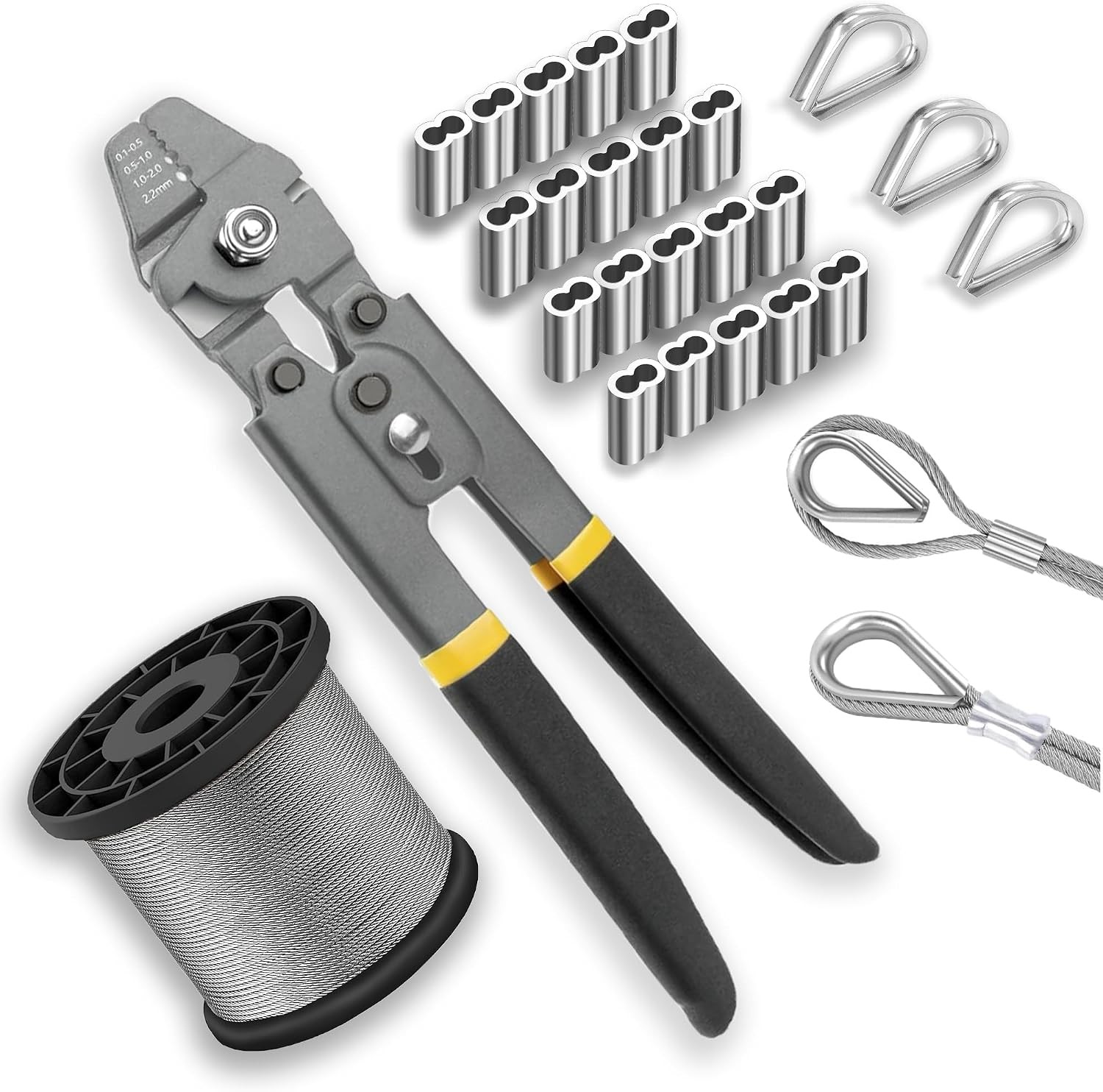 BIS 165FT Wire Rope Kit with 1/16" Stainless Steel Cable & Crimping Tool Set