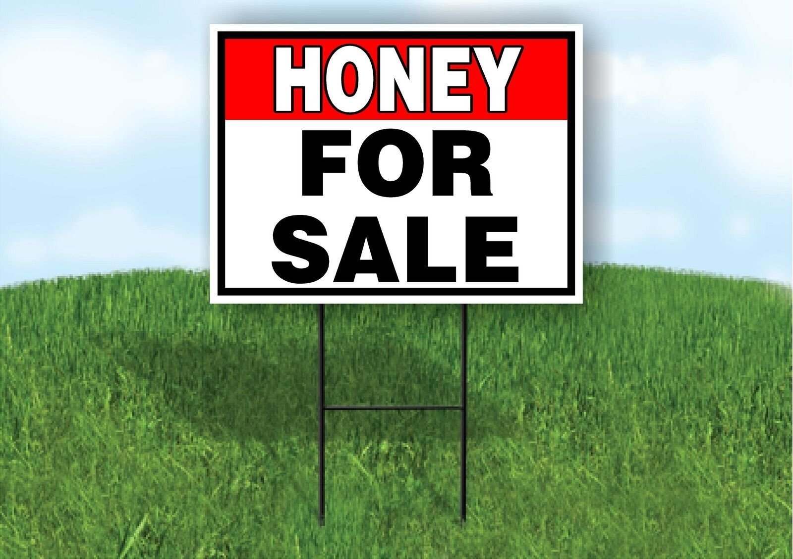HONEY FOR SALE RED BLACK 18 in x 24 in Yard Sign Road Sign with Stand