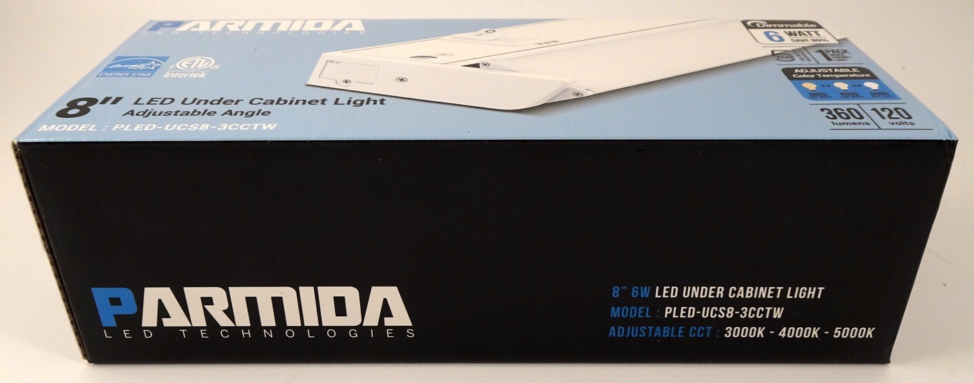 Parmida 8" Dimmable LED Under Cabinet Light With Adjustable Lens Angle, NEW