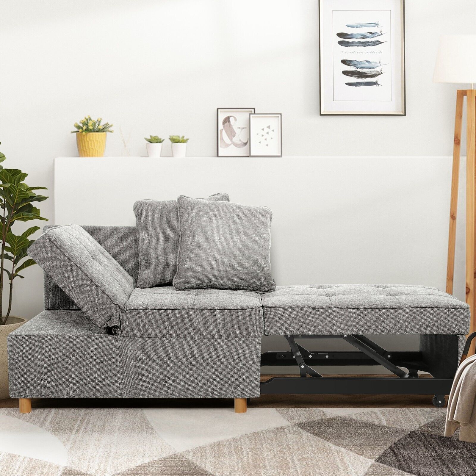 Sofa Bed Chair,4-in-1 Convertible Chair Bed Folding Single Recliner Sleeper Sofa