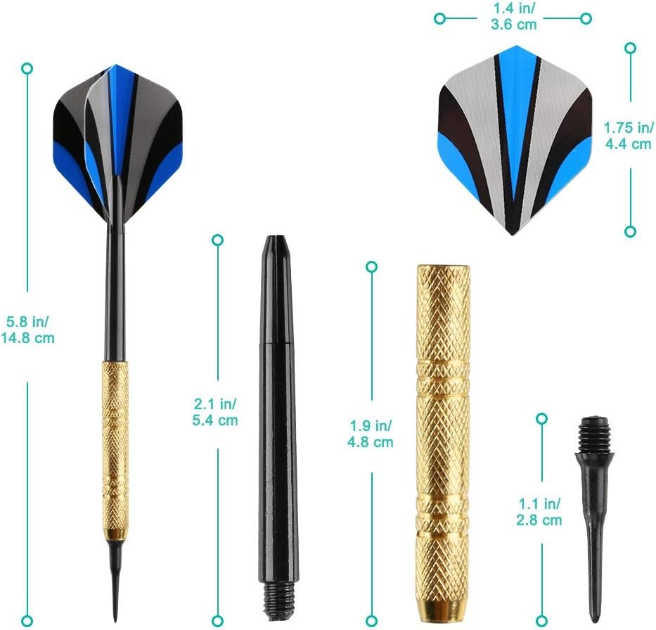 12Pc Darts Plastic Tip 14G Plastic Tipped Dart with 36 Extra 2BA Replacement Tip