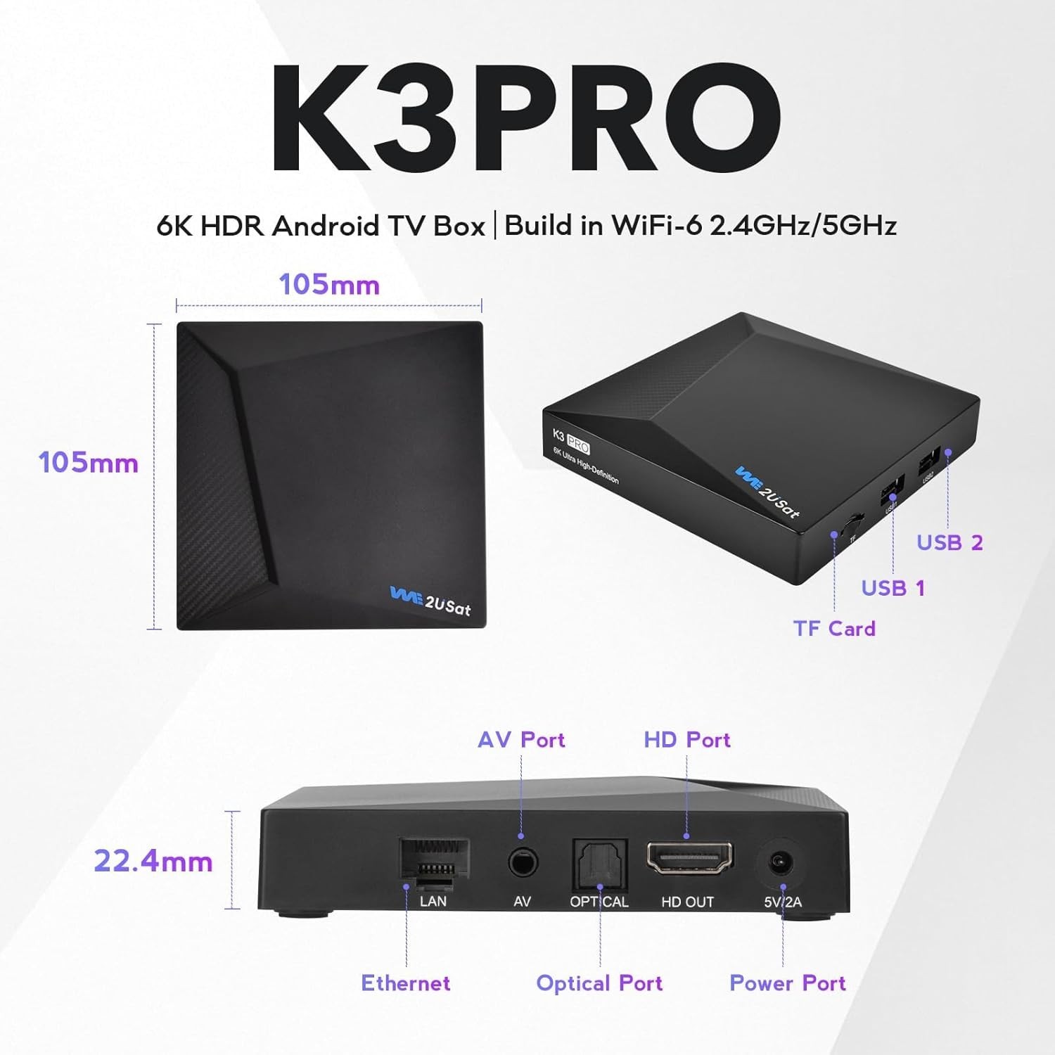 2026 Newest K3 PRO TV Box 6K Ultra HD Satellite-Receiver, Ram 4GB+32GB with WiFi