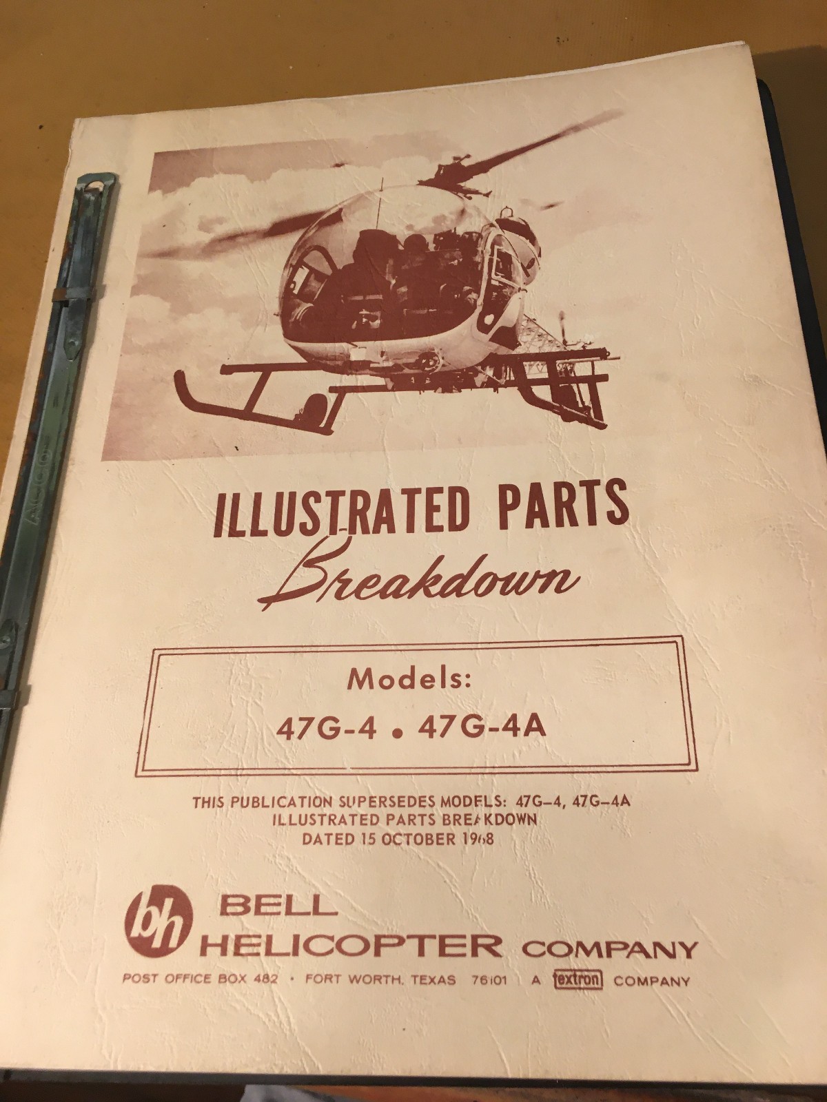 Original Bell Helicopter 47G-4 and 47G-4A Parts Manual