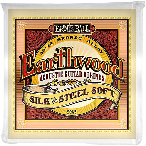 Ernie Ball 2045 Earthwood Silk & Steel 80/20 Acoustic Guitar Strings; 11-52