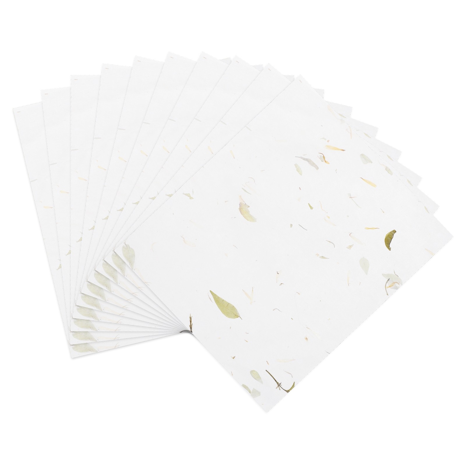 10Pcs A4 Mulberry Paper Sheets for Calligraphy, Yellow Flower Leaves 8.3"x11.7"