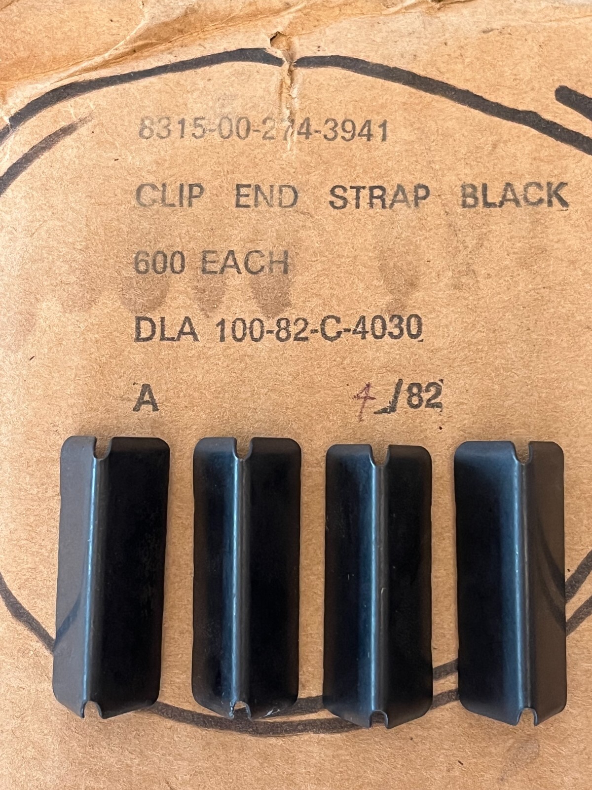 Original USGI Military Belt Clip Strap End Black Metal 1982 USA 4 Pack
