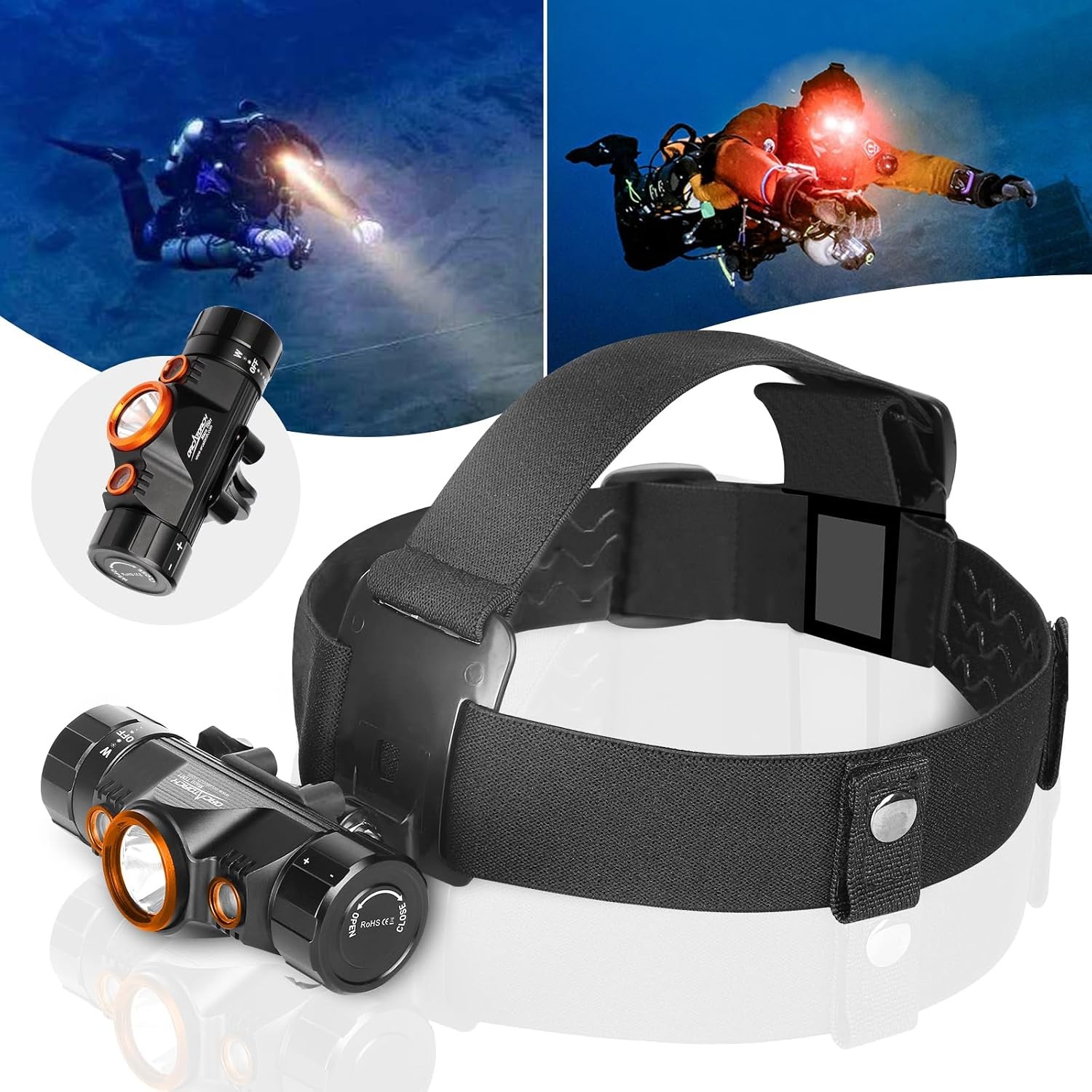 ORCATORCH TD01 Diving Headlamp 1200 Lumens 150m Waterproof