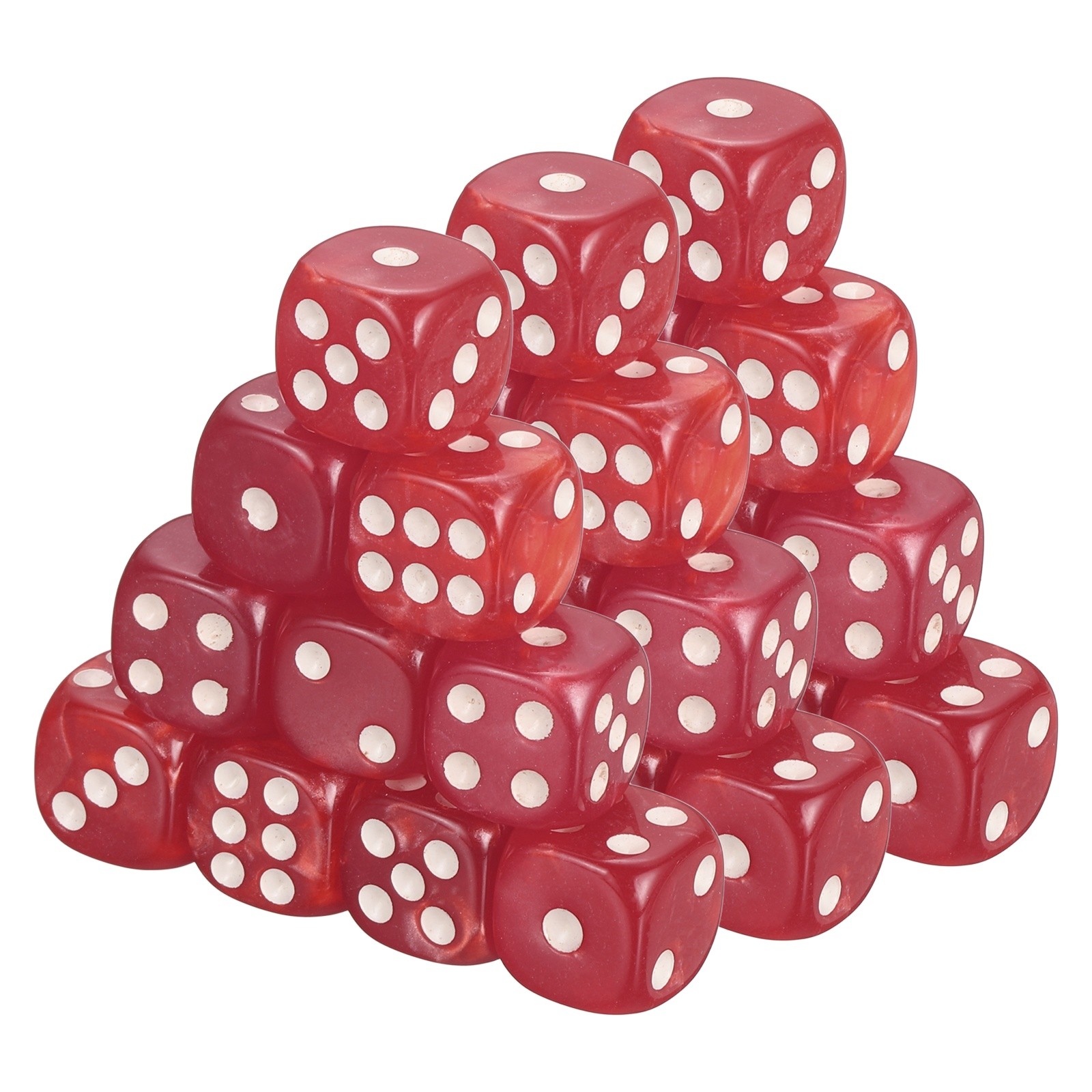 48Pcs Polyhedral Dice 12mm Pearl Pattern Square Dice, Rose Red