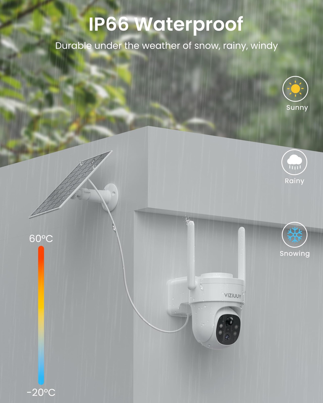 VIZIUUY 3MP Solar Security Cameras Wireless Outdoor, 3MP-1PK, White - Cam