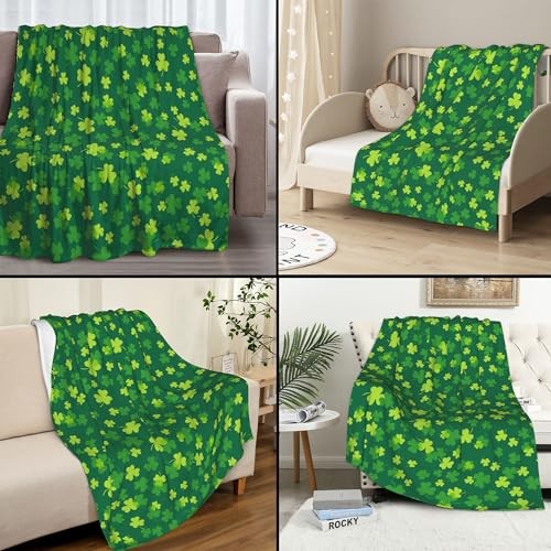 St Patricks Day Throw Blanket, Clovers and Shamrocks 50"x60" St.patrick Day-2