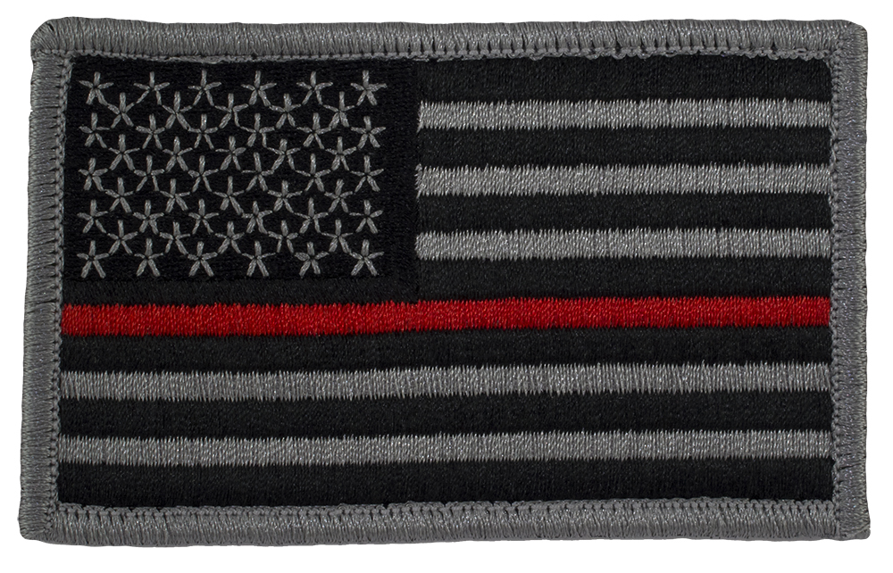 Tactical Morale Patch (L05) Silver w/ Thin Red Line US American Flag 14158