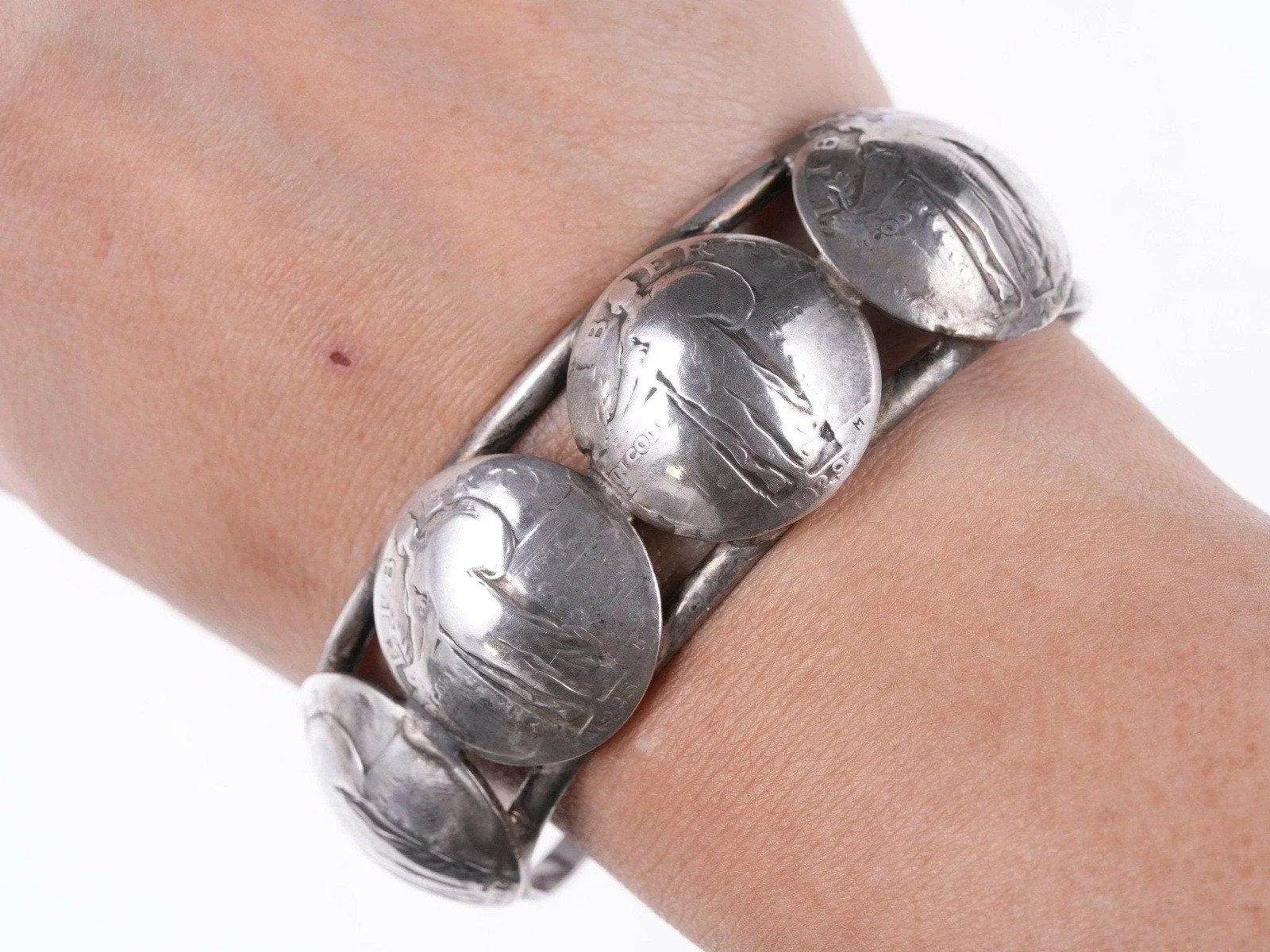 6.5" 1925-1929 Standing Liberty American Quarter Navajo Sterling cuff bracelet