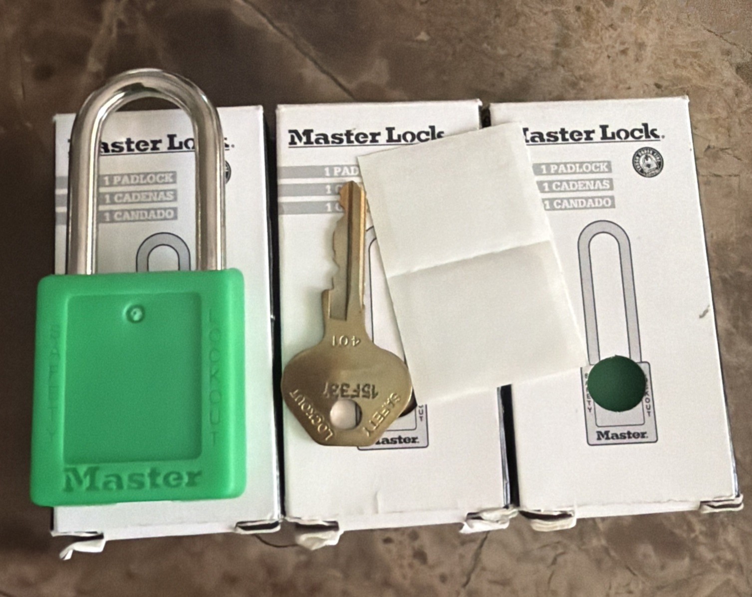 Master Lock 410GRN Lightweight Safety Lockout Padlock 6 Pin Green Lot Of (3)