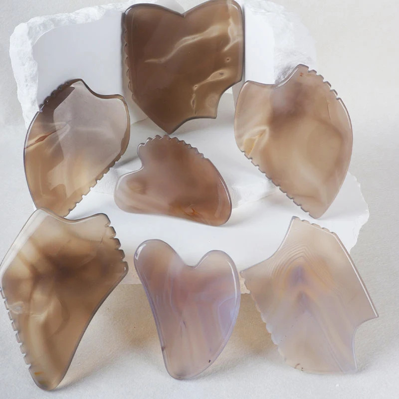 Natural agate guasha board Natural Carnelian Crystal Stone facial skin care tool