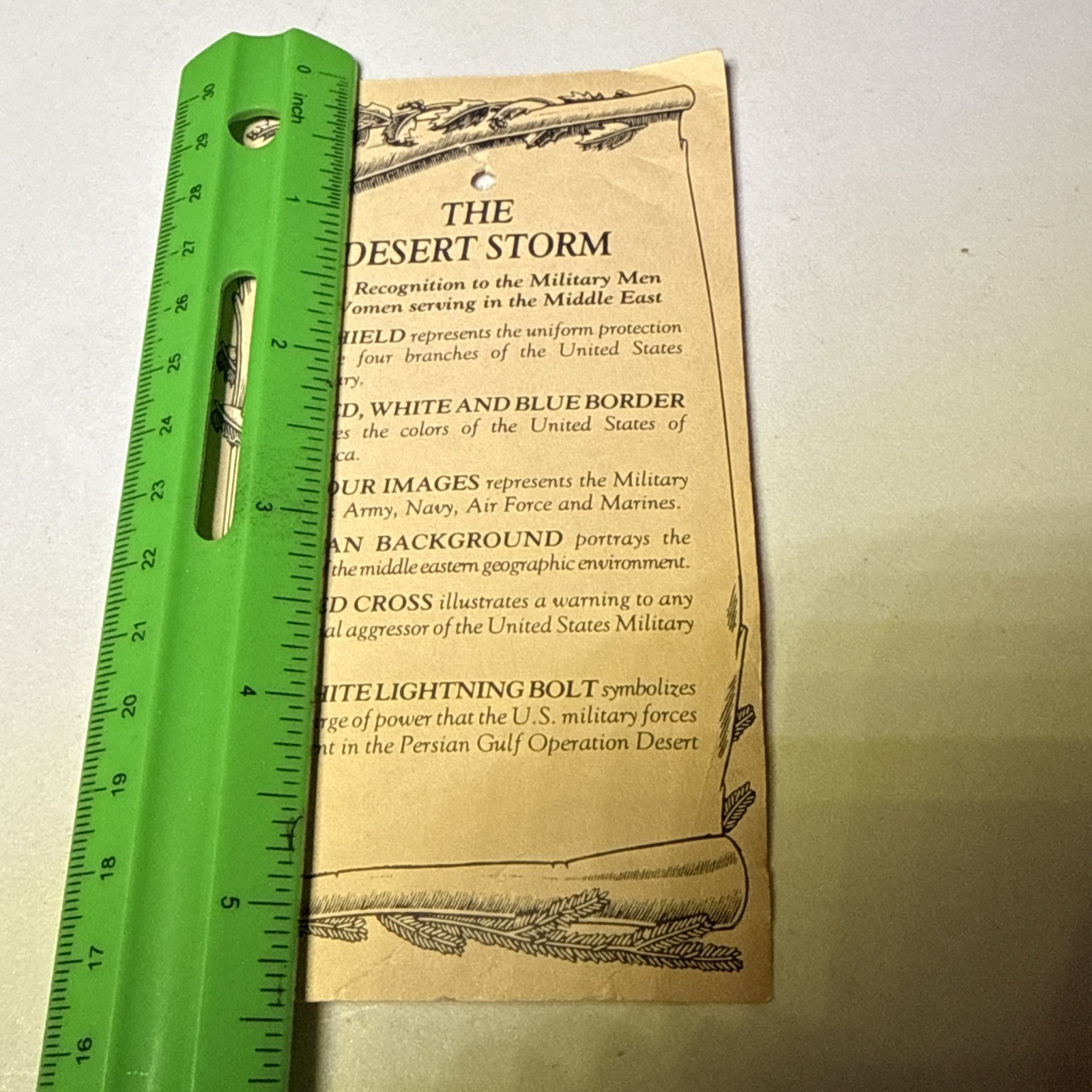 Vtg The Desert Storm Recognition Card
