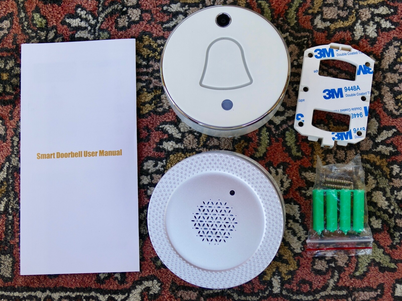Smart Doorbell Camera SILVER WHITE - Wi-Fi Enabled, Cloud Storage, Photo, Chime