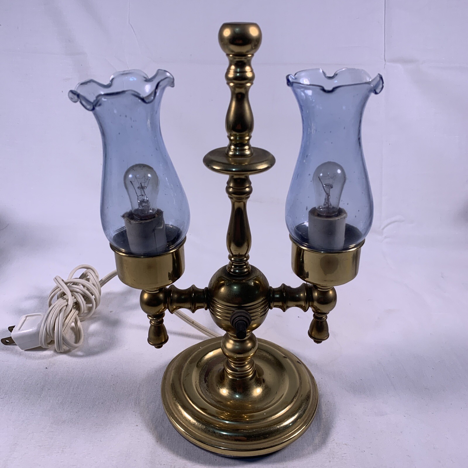 Vintage Solid Brass 2 Lamp Tower. Desk Lamp.  10 in Hight 6 in Wide.