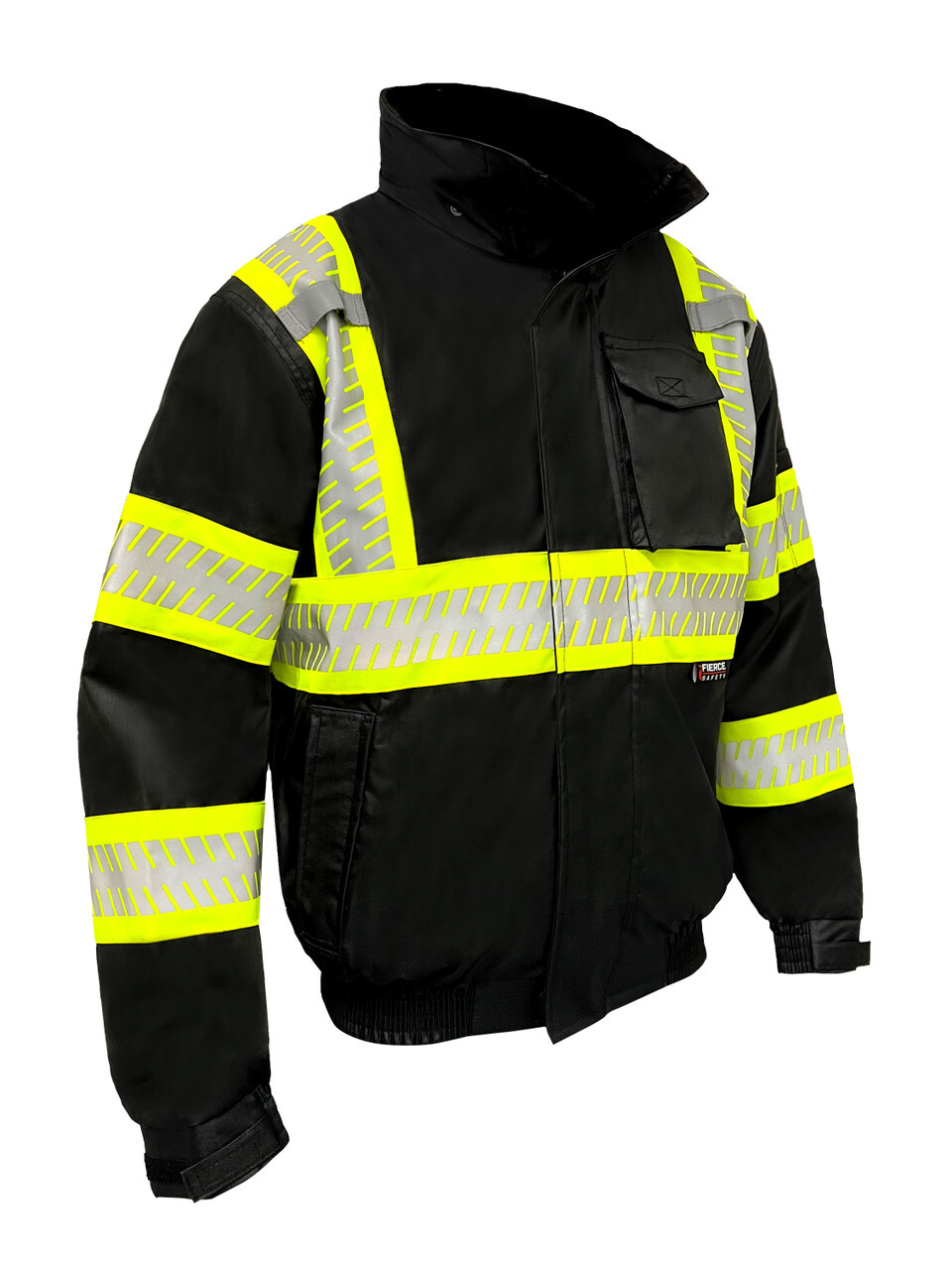 Fierce Safety Hi Vis Bomber Jacket with Fleece - ANSI Class 1