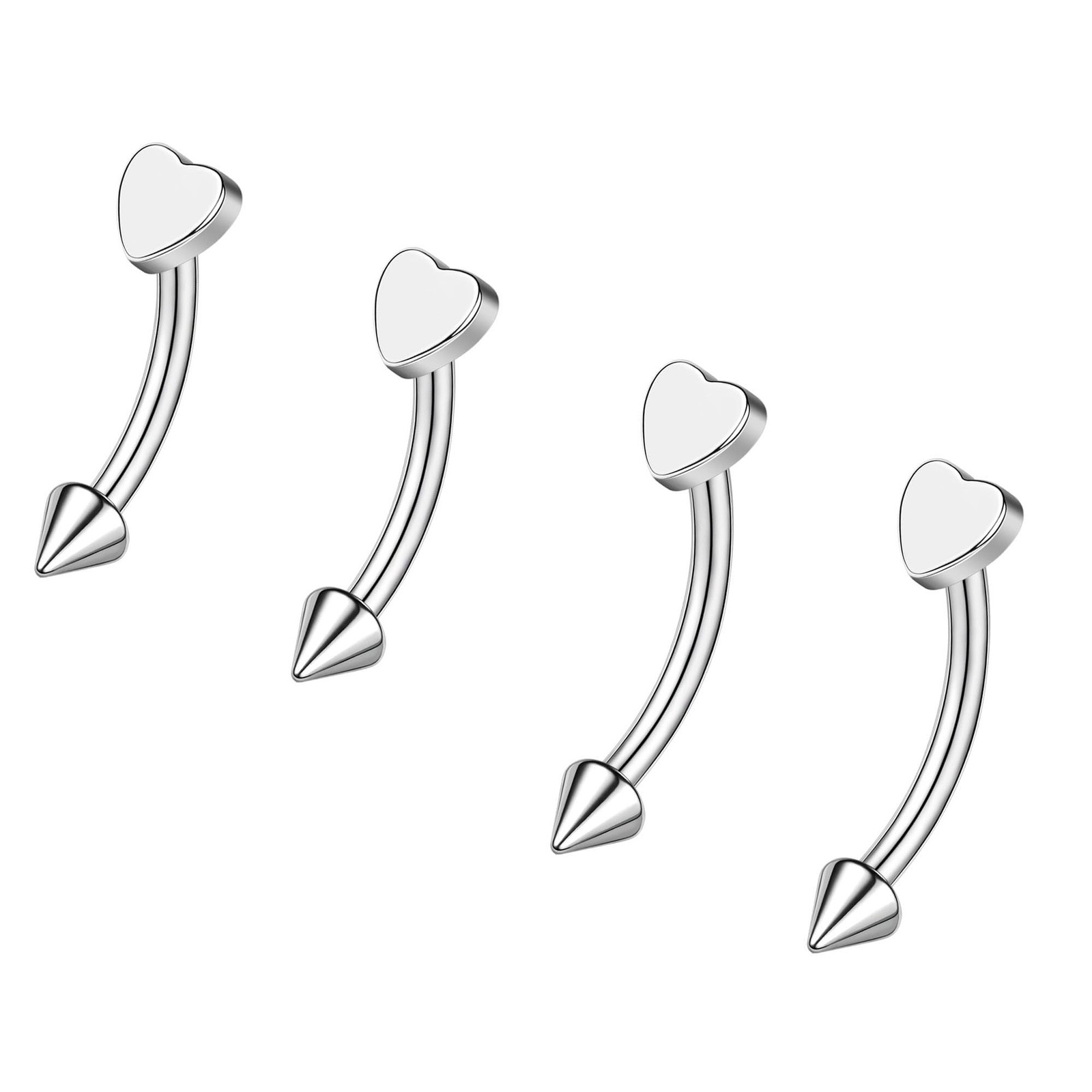 ZS 2 Pairs Stainless Steel Eyebrow Rings, 16G Curved Belly Rings Navel Barbel...