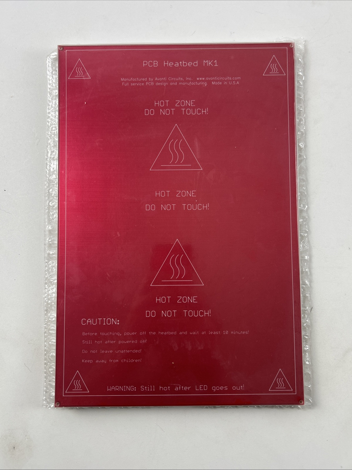 RepRap PCB MK1 Heatbed 8.4”X 12.6” - 12 Volt for 3D Printer Made in USA