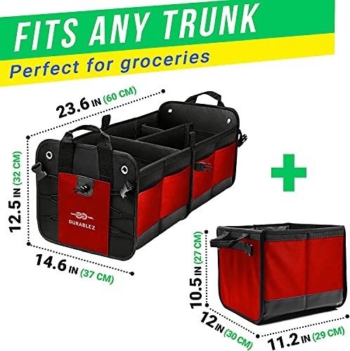 XL Trunk Organizer 3-Section Modular – Extra Large Car Storage 3-section XL red