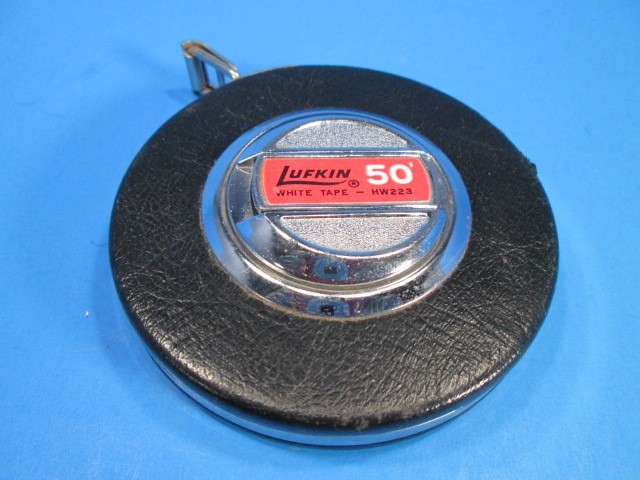 Vintage LUFKIN 50ft White Tape HW223 - 3/8in Steel ~Made in USA~ *NICE* LQQK!!