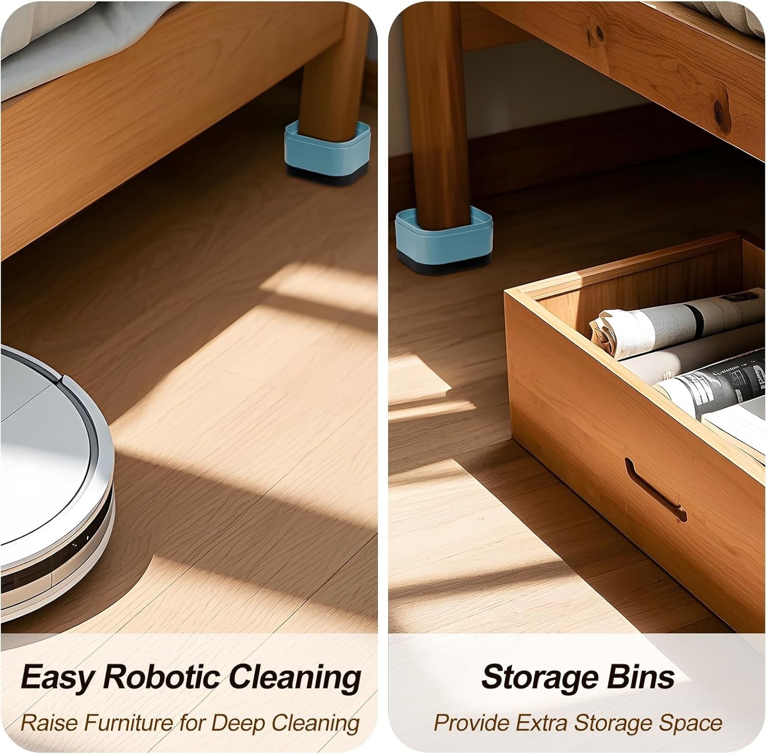 12 Pack Furniture Risers Adjustable Bed Risers Stackable Bed Raisers Table Desk