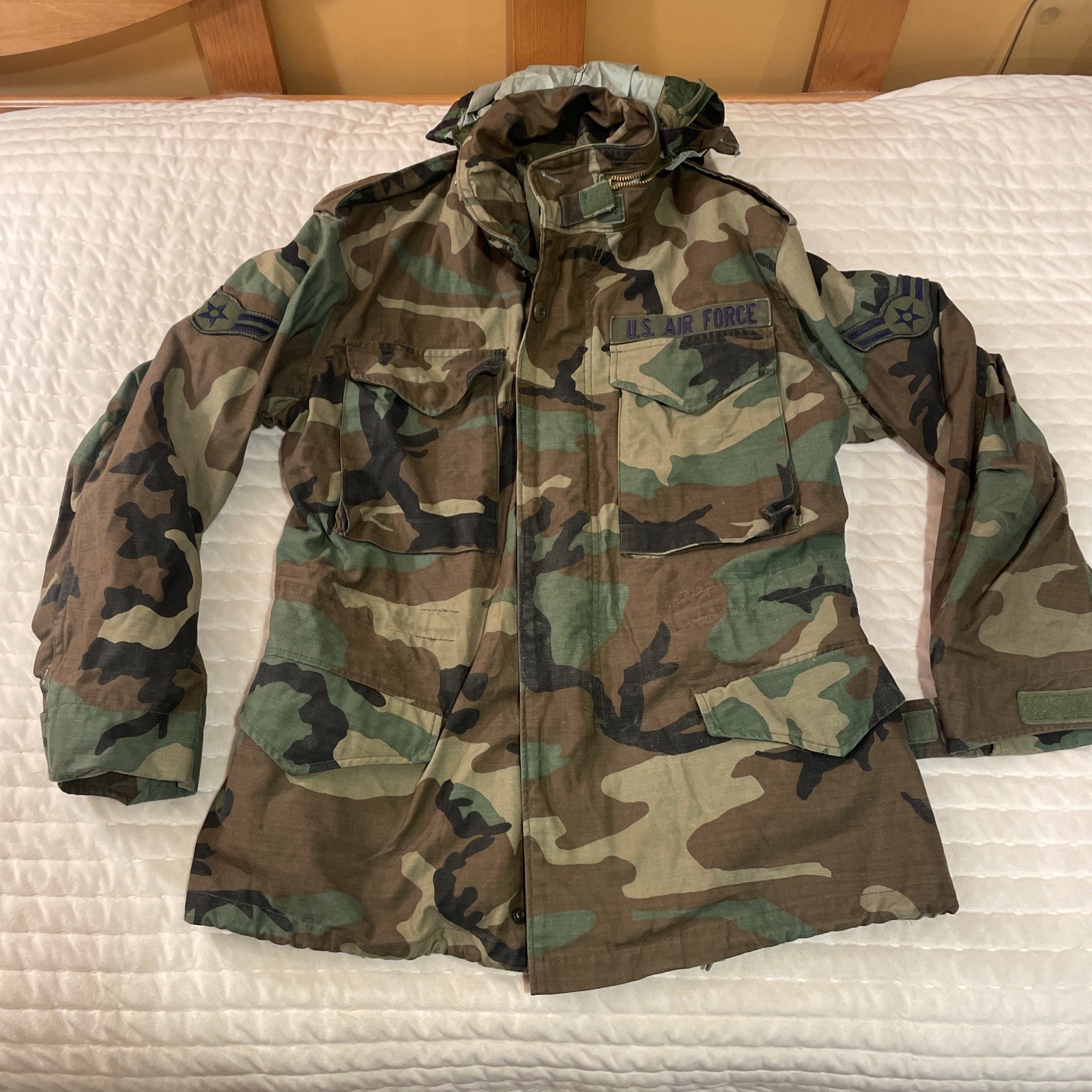 USGI Airforce Vintage Field Camo Coat Cold Weather size Small Short M81 Woodland