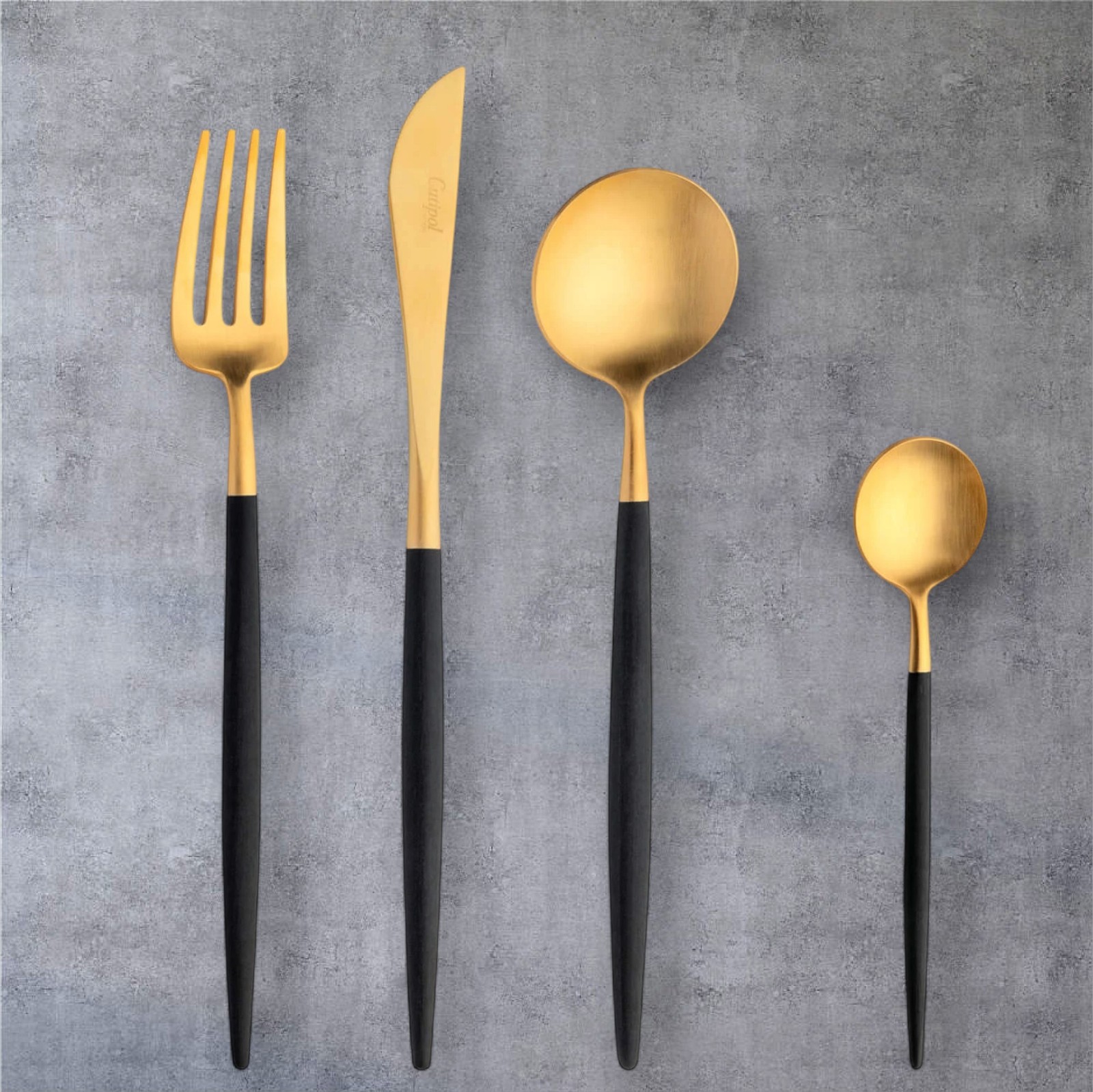 Cutipol Goa Black Matte Gold 24-Piece Flatware Set – Brand New, Made in Portugal