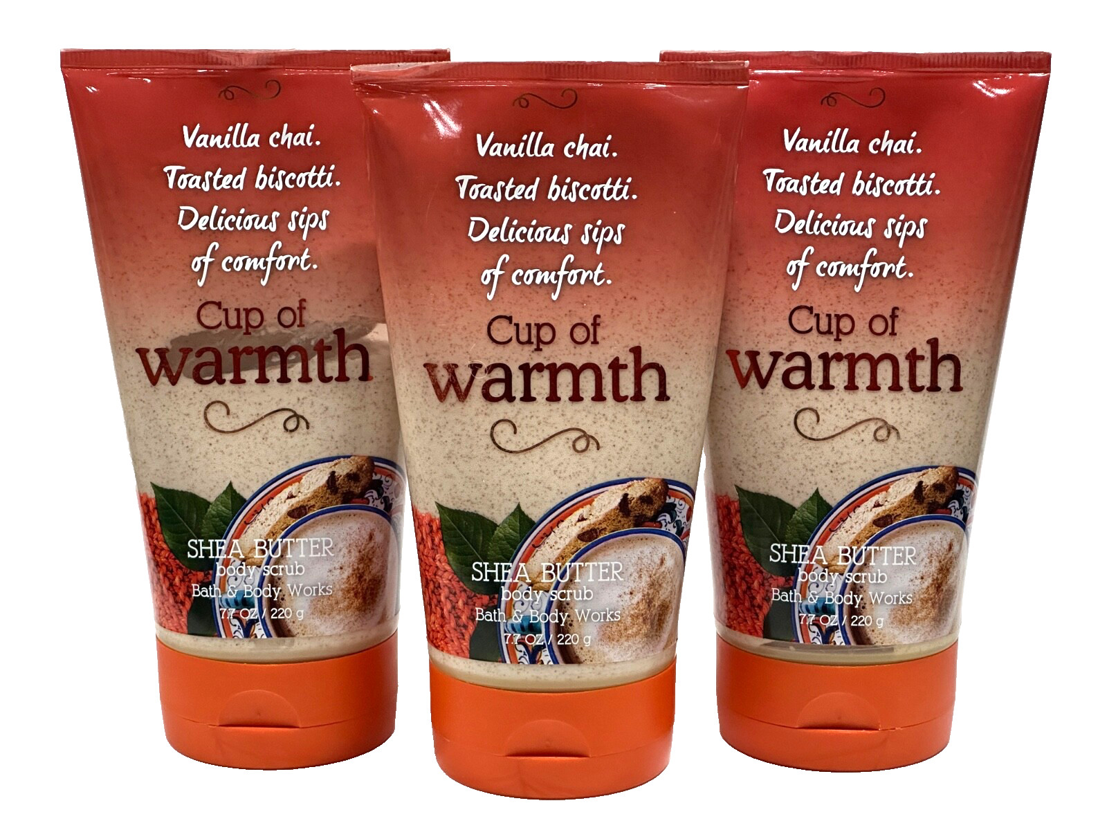 NEW 3 BATH & BODY WORKS CUP OF WARMTH WOMEN BODY SCRUB 7.7 OZ SHEA BUTTER