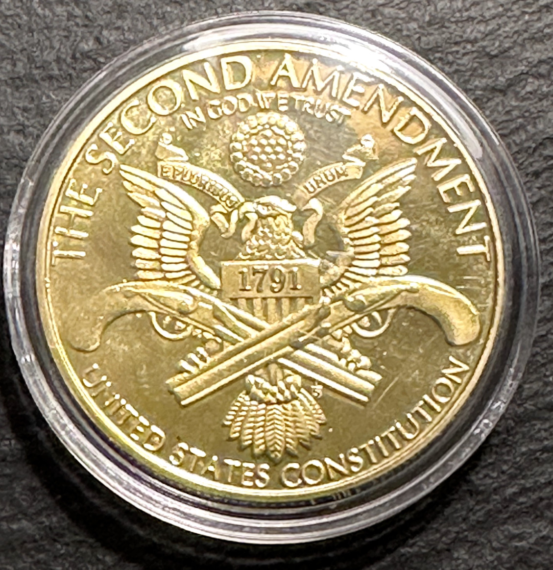 "SECOND AMENDMENT IS MY GUN PERMIT" GOLD PLATED TOKEN COIN B595