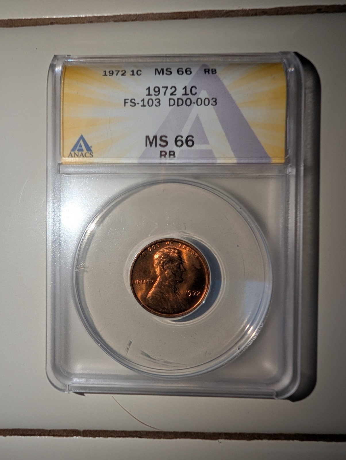 1972 Anacs Ms66 RB Fs 103