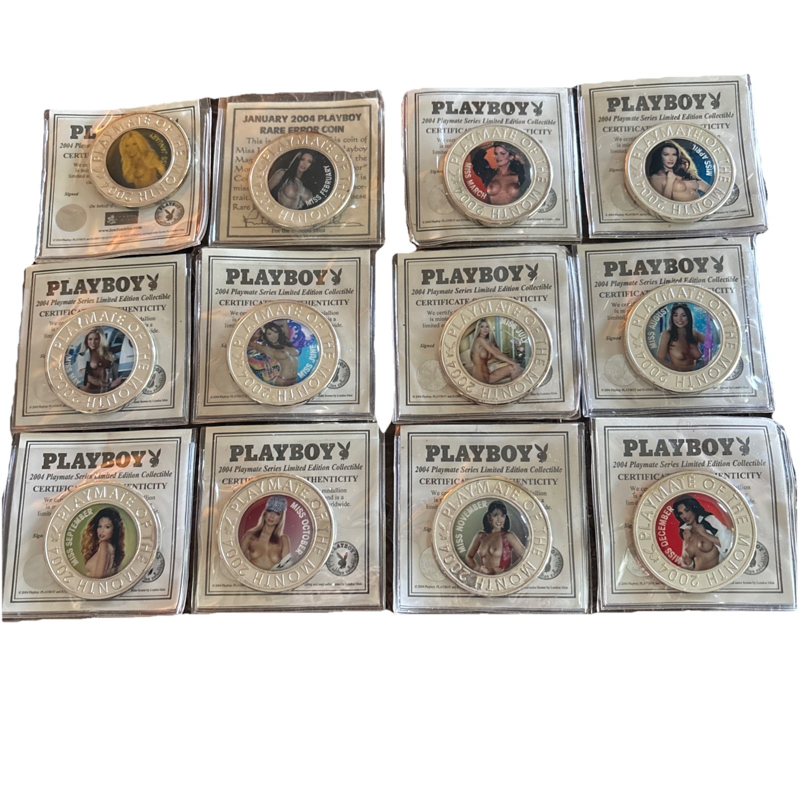 RARE! PLAYBOY LIMITED EDITION 12 Month 2004  COLLECTIBLE COIN & COA Error Coin