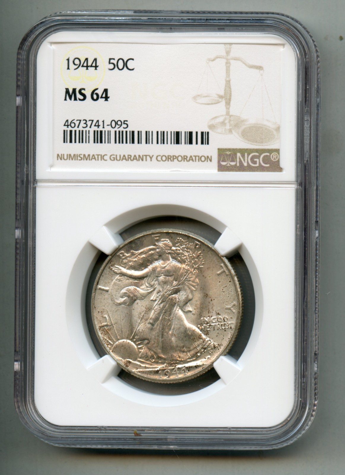 1944 Walking Liberty Silver Half Dollar NGC MS 64