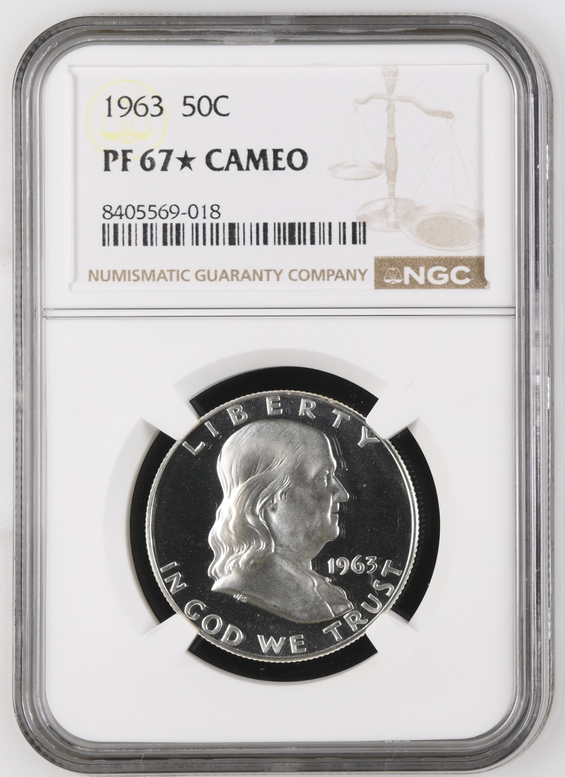1963 Franklin Half Dollar NGC PR67 Cameo STAR Silver Proof Coin 50C