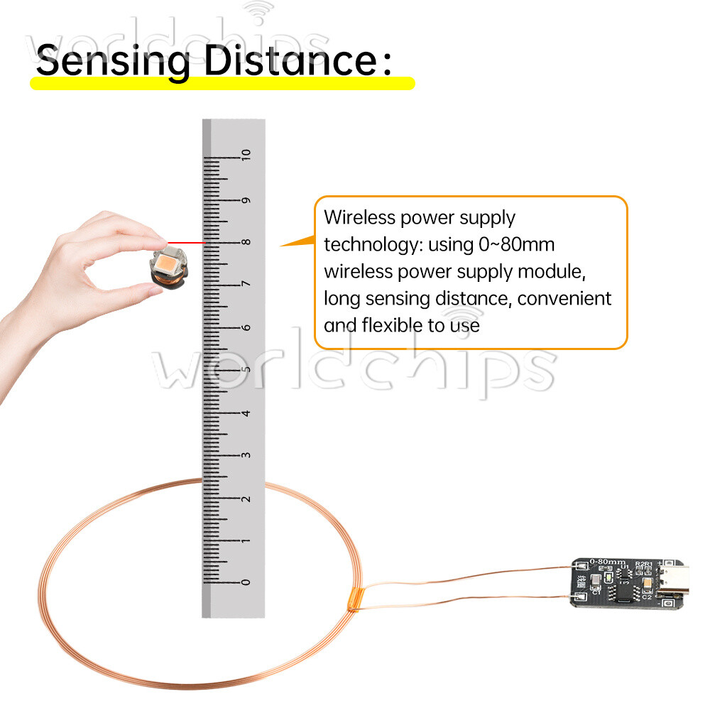 0~80mm Induction Wireless Power Supply Transmitter Coil Module + 5PCS Led Lamp