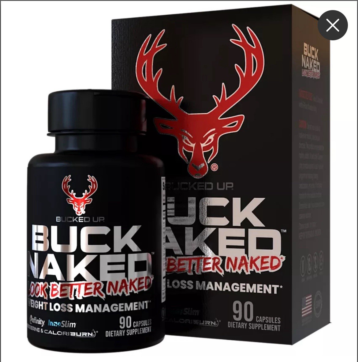 Bucked Up Buck Naked Look Better Naked Weight Management 90 Caps Vegan