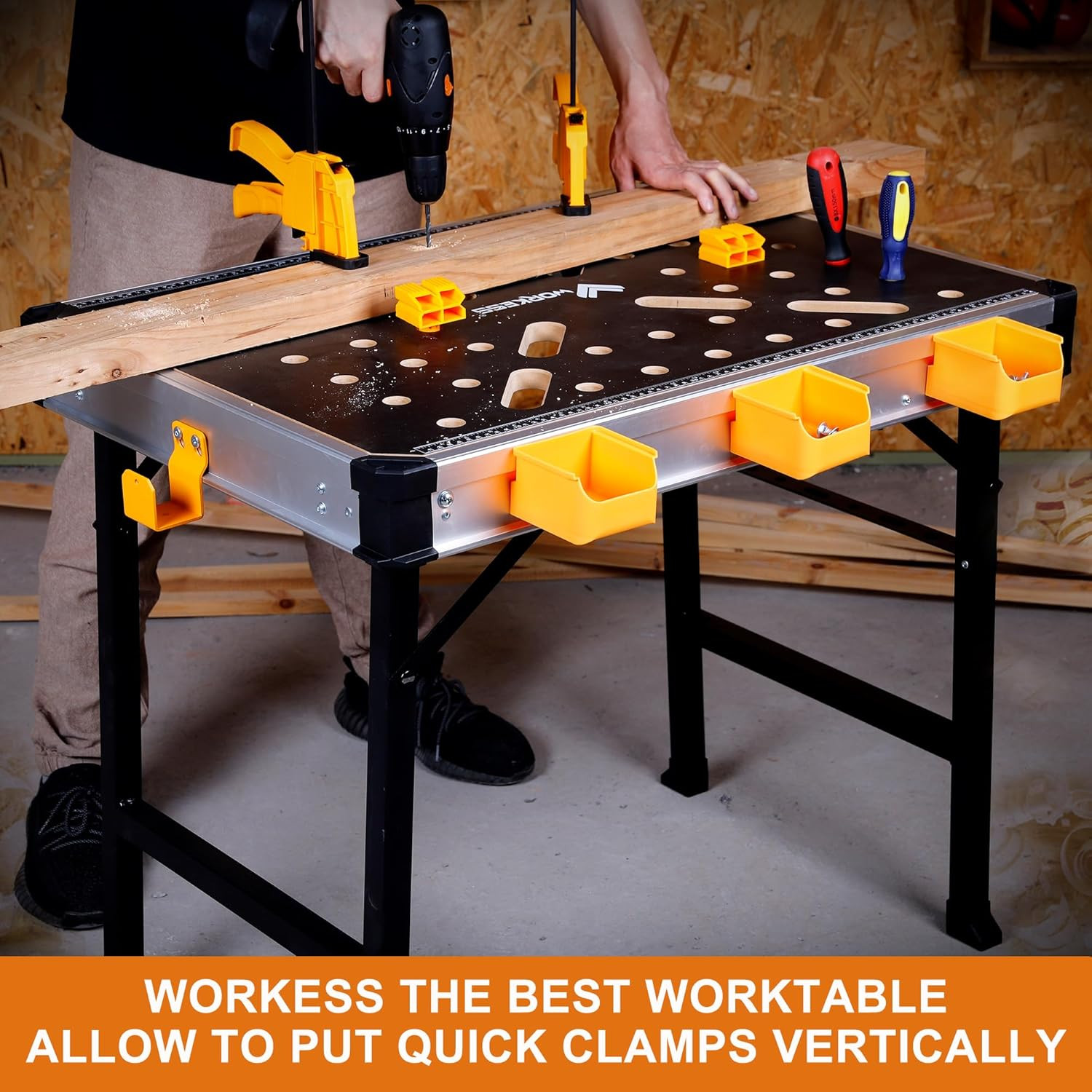 Portable Workbench 1000Lbs Capacity Heavy Duty Folding Work Table with 2 Quick C