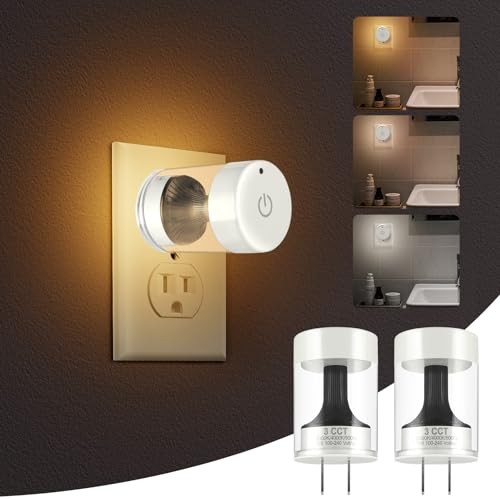 2 Pack LED Night Light Plug into Wall 3000K/4000k/5000K Adjustable Color 3CCT