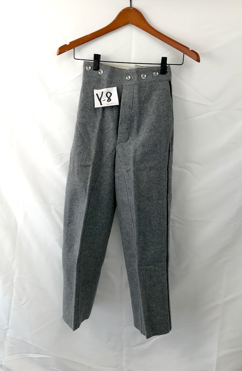 Youth Size Confederate Grey Wool Trousers with Black Stripe - CSA Pants Size 22