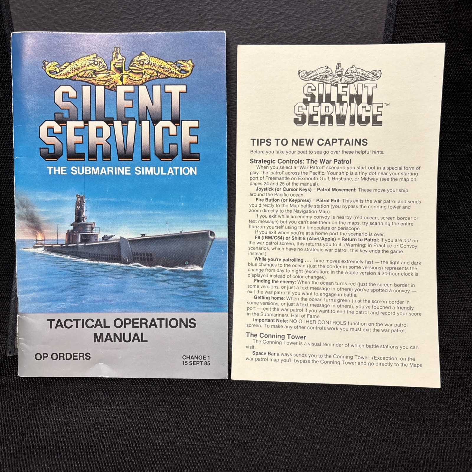 1985 SILENT SERVICE Tactical Operations Manual Submarine Simulation MicroProse