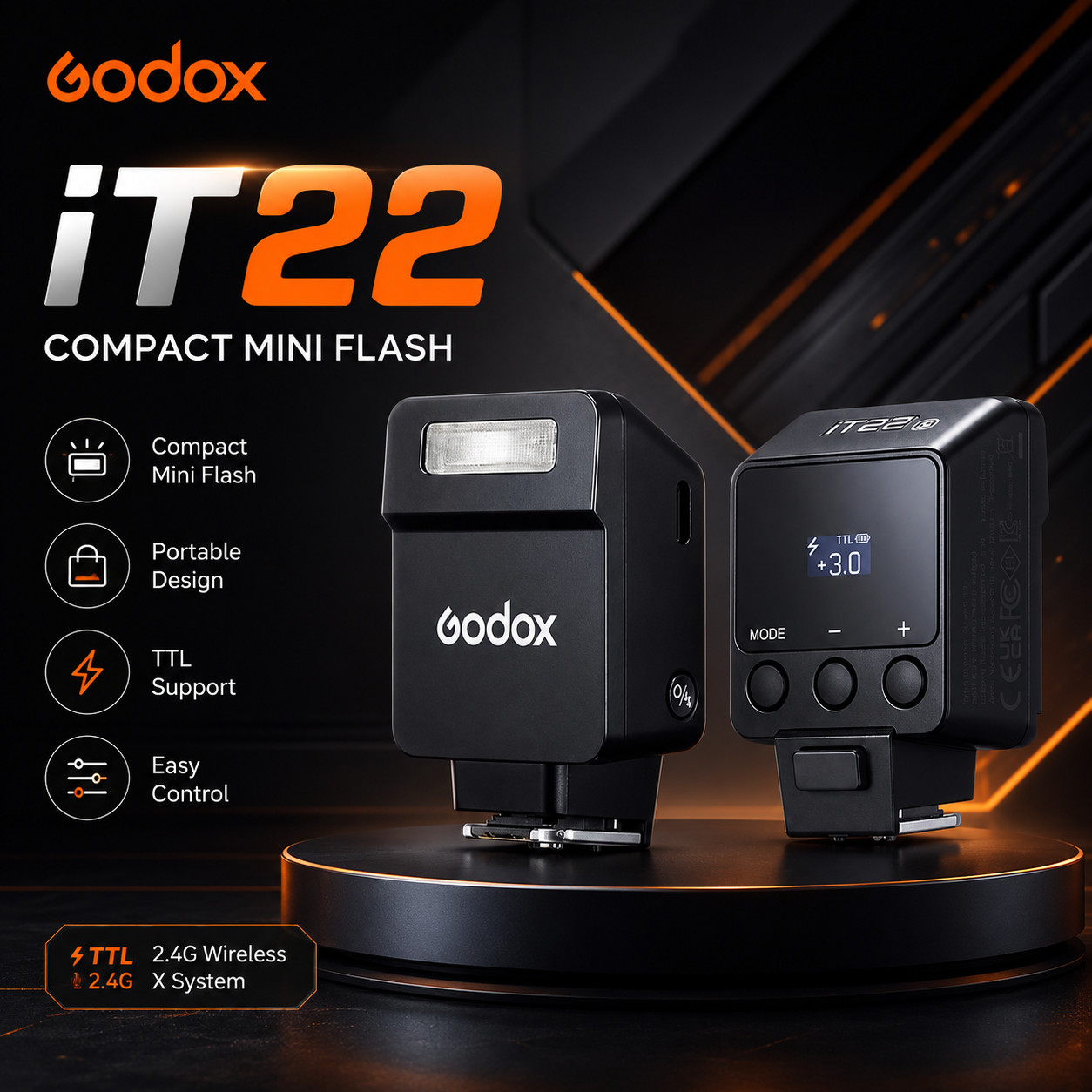 Godox iT22 TTL Mini iFlash Camera Flash Light for Canon Nikon Sony Fuji Olympus